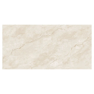 Porcelænsflise til inde/ude, Gravel Light Crema, 60 × 120 cm, blank, retificeret, marmorlook, 1,44 m2/pakke