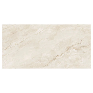 Porcelænsflise til inde/ude, Gravel Light Crema, 60 × 120 cm, blank, retificeret, marmorlook, 1,44 m2/pakke