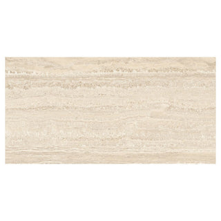 Porcelænsflise til inde/ude, Neo Travertino Crema, 60 × 120 cm, mat, rektificeret, travertinlook