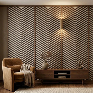 Dekorativt lamelpanel, MDF, Romscala Zig-Zag 231, 720 × 125 × 15 mm