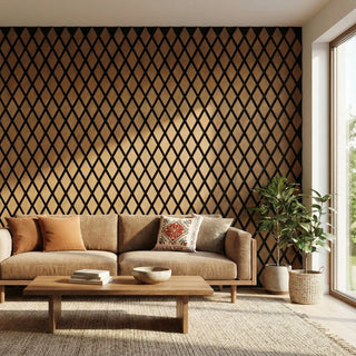 Dekorativt akustikpanel, MDF, Romscala Romb 250, 805 × 325 × 18 mm; 5 stk./sæt