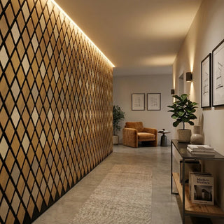 Dekorativt akustikpanel, MDF, Romscala Romb Mixto 252, 805 × 325 × 18 mm; 5 stk.