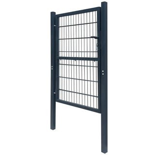 Havelåge / Hegnslåge 106×248 cm Antracit/Grøn – Stål Port med Lås & Stolper