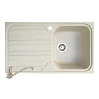 Komposit håndvask SMC Pyramis Pyradur, Avena beige, Vandhane