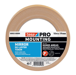 Dobbeltklæbende tape til spejlmontering, tesa 66952, 10 m × 19 mm