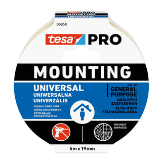 Dobbeltklæbende monteringstape, tesa PRO Mounting 66958, 5 m × 19 mm