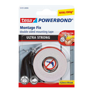 Dobbeltklæbende tape til fastgørelse, tesa 55791, 1.5 m × 19 mm