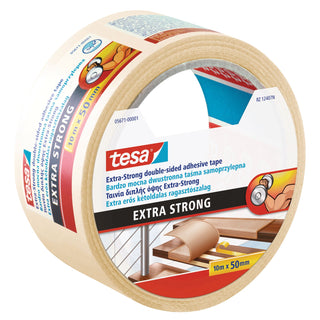 Dobbeltklæbende gulvtape, tesa Extra Strong, 10 m × 50 mm