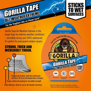 Reparationstape, Gorilla All Weather Extreme, polyester, 48 mm × 11 m