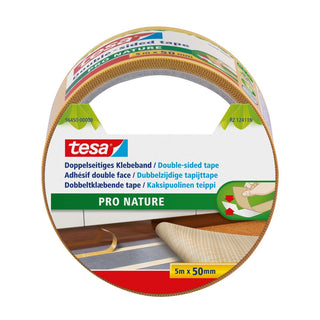 Dobbeltklæbende tape til fastgørelse, tesa Pro Nature, transparent, 5 m × 50 mm
