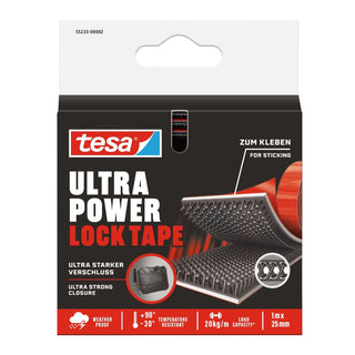 Velcrotape til fastgørelse, tesa Ultra Power, inde/ude, 1 m × 25 mm