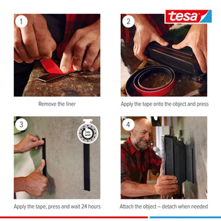 Velcrotape til fastgørelse, tesa Ultra Power, inde/ude, 1 m × 25 mm