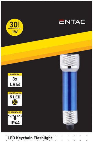 Entac LED nøglering lommelygte 1W, blå