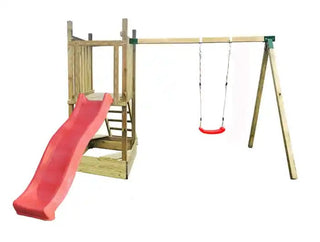 Legeplads med rutsjebane og gynge – Hektor, 395 x 254 x 250 cm