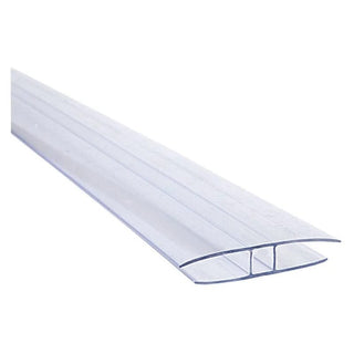 Profil H i polycarbonat – 3000 x 10 mm, transparent og glansfuld