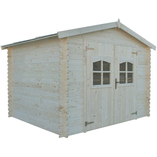 Haveskur i træ PREDEAL – 280 x 240 cm, 19 mm vægge, dobbeltdør, OSB-tag