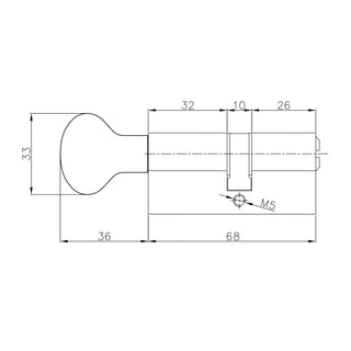 Øverste låsecylinder, Mega, messing, 3 nøgler, 30 × 38 mm