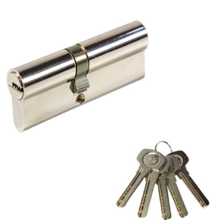 Låsecylinder, Urbis CR.A 01 CAN, forniklet, 5 tandede nøgler, 40 × 50 mm
