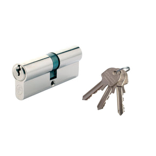 Sikkerhedscylinder, symmetrisk, standard, 3 nøgler, L80 40×40 mm DIN
