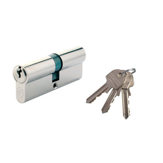 Sikkerhedscylinder, symmetrisk, standard, 3 nøgler, L90 45×45 mm DIN
