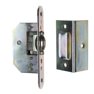 Indbygget dørlås til indendørsdør, Verofer 35-031, med kuglestopper, 65×35 mm