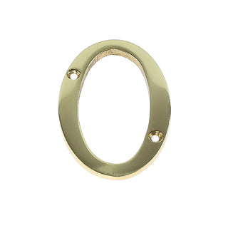 Husnummer 0 til dør/hus Verofer, messing, indendørs/udendørs, 8×4 cm