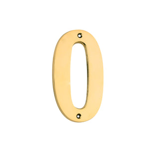Husnummer 0 til dør/hus Verofer, messing, indendørs/udendørs, 12×7,3 cm