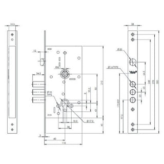 Indbygget dørlås til metaldøre, Yale 354M NC, 60×85 mm
