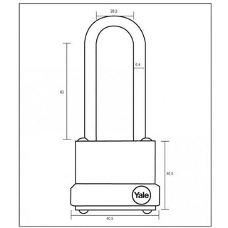 Hængelås i lamineret stål, Yale Y125/40/163/1, 40 mm - 63 mm