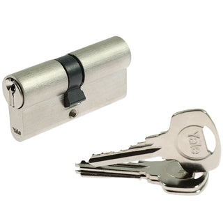 Låsecylinder, Yale, forniklet, 3 profilerede nøgler, 30×35 mm