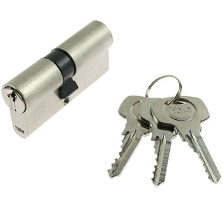 Låsecylinder, Yale, forniklet, 3 profilerede nøgler, 30×35 mm