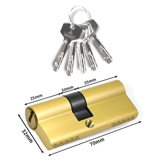 Låsecylinder til metaldøre, Assa Abloy Ady, natur, 5 nøgler, 25×10×35 mm