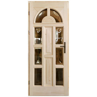 Hoveddør i træ, Zsuzsana, med buet glas, venstre, 88 × 208 cm