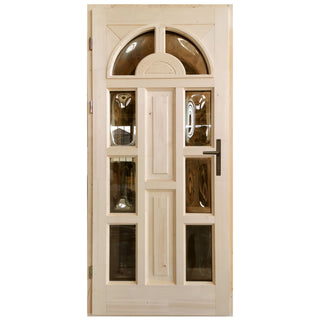 Hoveddør i træ, Zsuzsana, med buet glas, venstre, 98 × 208 cm