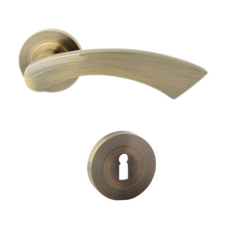 Dørgreb med rund rosette til trædør, Antalya Gato BB(K) RR55AB, zamak, antik, 140×55 mm
