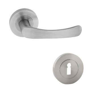 Dørgreb med rund rosette til trædør, Sydney Gato BB(K) RR55SN, zamak, satin, 115×55 mm