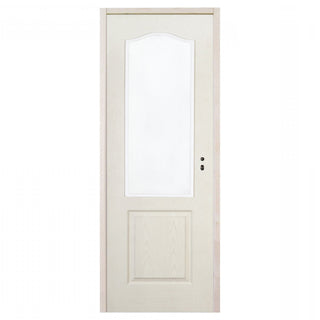 Indvendig cellekernedør i HDF med glas, ubehandlet, venstrehængt, 205×76 cm