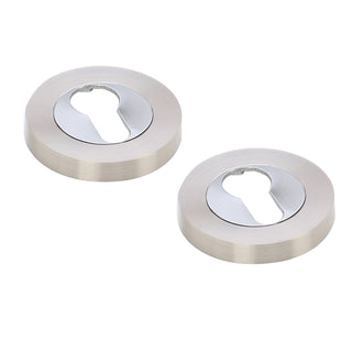 Rund rosette til trædør, ESC01 Gato PZ(Y) RR55SN/CP, zamak, satin + poleret krom, 55 mm