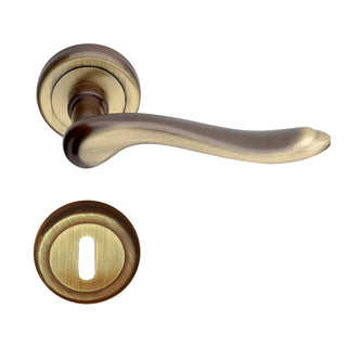 Dørgreb med gevindrosette til indvendig dør, Fiore Verofer P, messing, graveret bronze, 50 mm