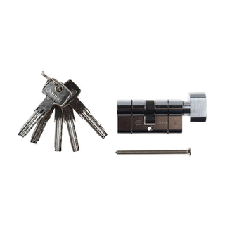 Sikkerhedscylinder KD6 83877 Abus, forniklet, med knop, 5 nøgler, 30 × 30 mm