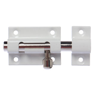 Overfladeslå med rund bolt og låsemekanisme, hvid, 40×30 mm