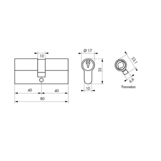 Sikkerhedscylinder med europrofil Serruprix Thirard, zamak, 5 vendbare nøgler, 40×40 mm