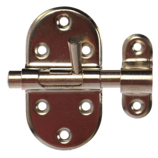 Overfalsslå med rund bolt og lukkemekanisme, sølv, 35 × 65 mm