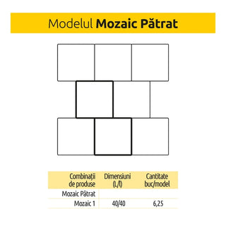 Betonflise Elis, Mosaik, type 1, kvadratisk, natur, 400 x 400 x 45 mm