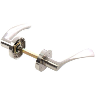 Dørgreb med rund rosette til indendørsdør, BestImp H23, metallegering, satin 135 × 55 mm