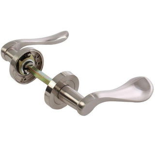 Dørgreb med rund rosette til indendørsdør, BestImp H23, metallegering, satin 135 × 55 mm