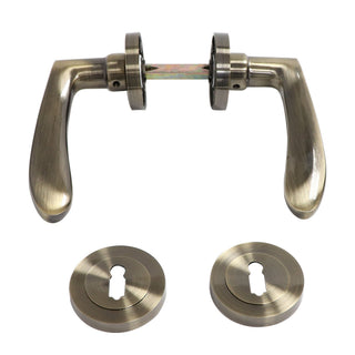 Dørgreb med rund rosette til indvendig dør, BestImp B25, metallegering, antik 120×50 mm