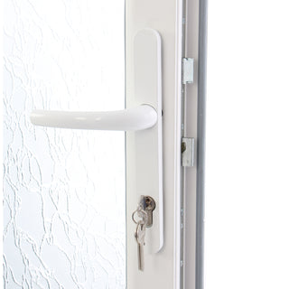 Udendørsdør i PVC med termorude 2/3, type 2, 4-kammer, aluminiumstærskel, venstre, 87×197 cm