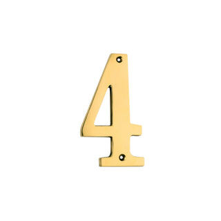 Husnummer 4 til dør/hus Verofer, messing, indendørs/udendørs, 12×7,3 cm