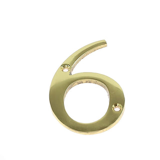 Husnummer 6 til dør/hus Verofer, messing, indendørs/udendørs, 8×4 cm